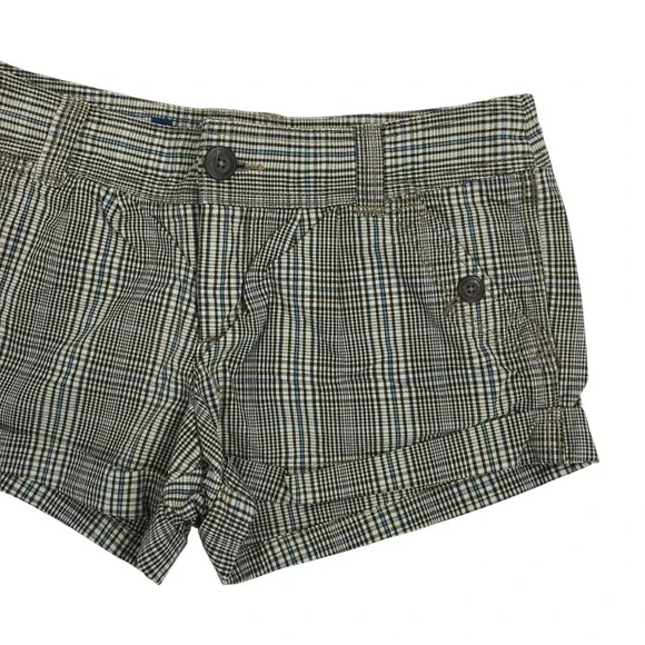 American Eagle Vintage Y2K Low Rise Plaid Print Micro Mini Shorts Size 8 Preppy - Picture 3 of 12